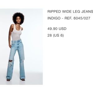 Zara ripped wide leg jeans